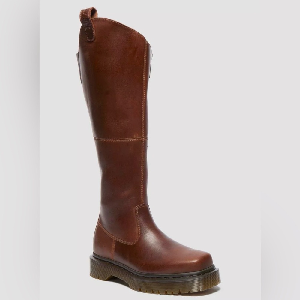Dr. Martens Amaayah Knee High Leather Boots - cognac